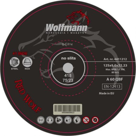 Tarcza do cięcia 125x1,0 Inox Red Wolf